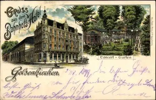 Litho Gelsenkirchen im Ruhrgebiet, Bahnhofs-Hotel