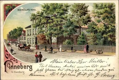 Litho Pinneberg in Schleswig Holstein, Schmüser's Hotel