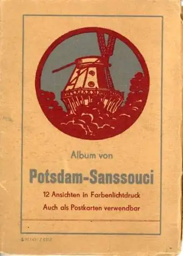 Album mit 12 AK von Potsdam Sanssouci in Farbenlichtdruck, im Umschlag