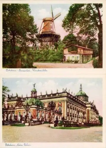 Album mit 12 AK von Potsdam Sanssouci in Farbenlichtdruck, im Umschlag