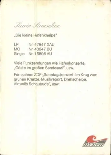 Ak Schauspielerin und Sängerin Karin Rauschen, Portrait, Autogramm