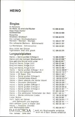 Ak Sänger Heino, Sonnenbrille, Portrait, Autogramm