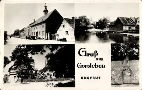 Ak Gorsleben an der Unstrut Kyffhäuserkreis, Fluss, Tor in Stadtmauer, Hauptstrasse