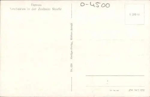 Ak Dessau in Sachsen Anhalt, Neubauten an der Zerbster Strasse, Strassenbahn