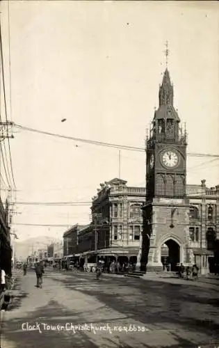 Foto Ak Christchurch Neuseeland, Uhrturm