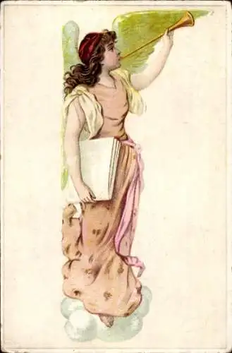 Ak Engel mit Fanfare