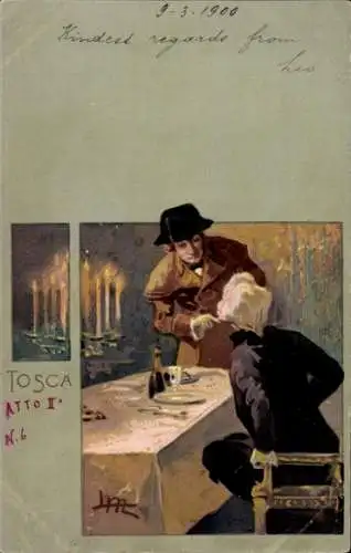 Künstler Ak Metlicovitz, Tosca, Opernszene