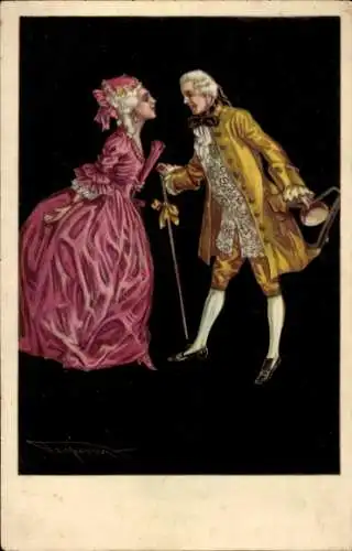 Künstler Ak Elegantes Paar, Ballkleid