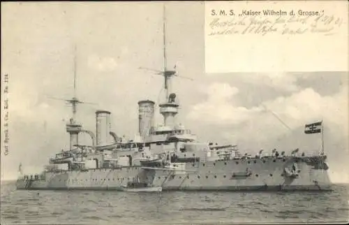 Ak Deutsches Kriegsschiff, SMS Kaiser Wilhelm der Große, Linienschiff