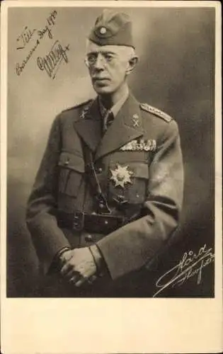 Ak Gustav V, König von Schweden, Portrait in Uniform