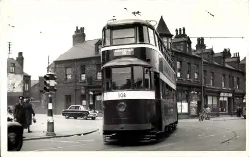 Foto Britische Straßenbahn, Leeds, Meadow Lane, Great Wilson Street, Linie 3 Harehills, Wagen 508