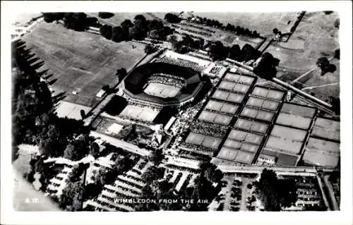 Ak Wimbledon London, Fliegeraufnahme, Stadion, Tennisplätze