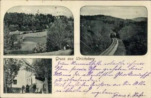 Ak Ulrichsberg Ulerichsberg Grafling Niederbayern, Teilansicht, Bahnstrecke, Tunnel, Wohnhaus