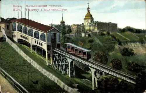 Ak Kiev Kiew Киев Ukraine, Standseilbahn zum Michaelsplatz