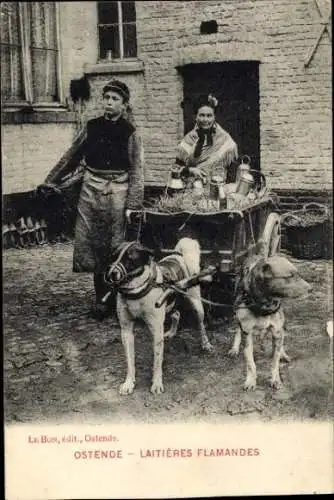 Ak Oostende Ostende Westflandern, Milchverkäufer, Hundekarren