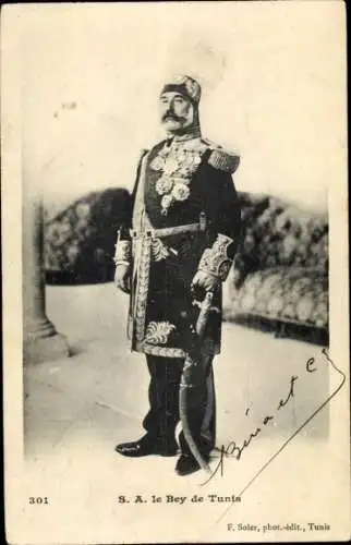 Ak Der Bey von Tunis, Standportrait, Uniform, Orden