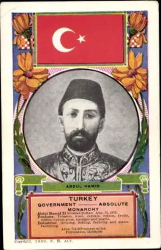 Passepartout Ak Sultan Abdülhamid II., Porträt