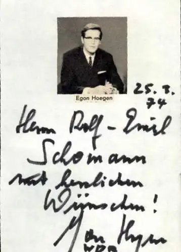 Ak Schauspieler Egon Hoegen, Portrait, Autogramm