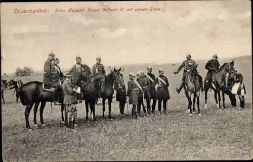 Ak Kaisermanöver, Kaiser Wilhelm II. mit seinem Stabe