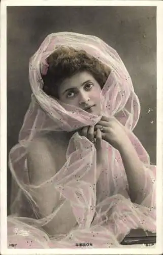 Ak Portrait einer Frau, Schleier, Gibson