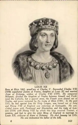 Ak Louis XII, König von Frankreich, Portrait