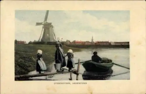 Ak Arnemuiden, Volkstrachten, Windmühle