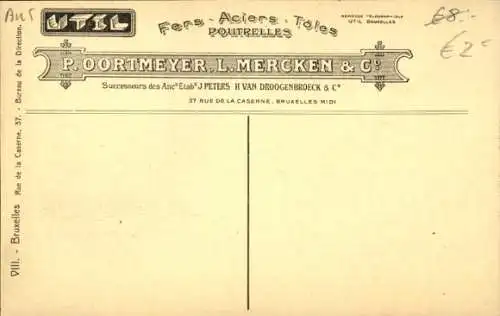Ak Bruxelles Brüssel, P. Oortmeyer, L. Mercken & Co, Fabrik