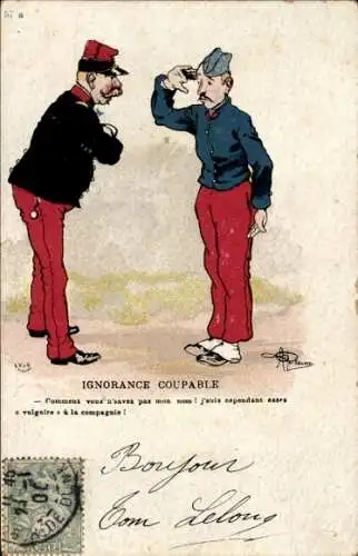 Künstler Ak Guillaume, Albert, Ignorance Coupable, soldats francais