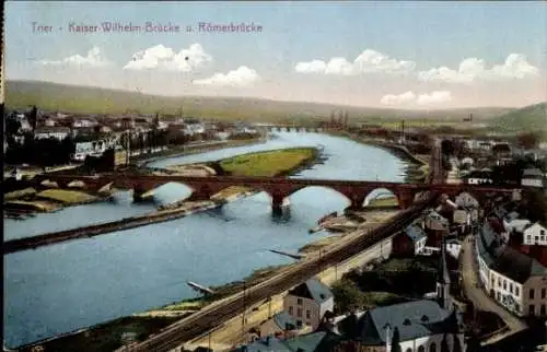 Ak Trier an der Mosel, Kaiser-Wilhelm-Brücke, Römerbrücke