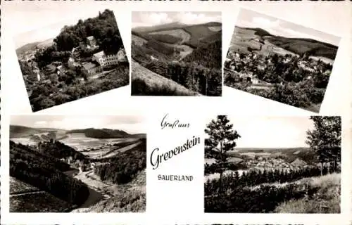 Ak Grevenstein Meschede im Sauerland, Gaststätte zur Mühle, Panorama