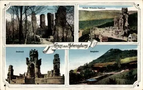 Ak Syburg Dortmund, Hohensyburg, Denkmal, Ruine, Kaiser Wilhelm Denkmal, Bergbahn