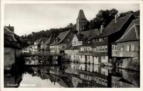 Ak Kronach in Oberfranken, Wasserstraße, Fachwerkhaus, Brücke