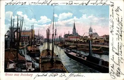 Ak Duisburg im Ruhrgebiet, Hafen