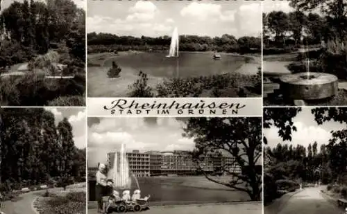 Ak Rheinhausen Duisburg im Ruhrgebiet, Teilansichten, Parkanlagen, Fontaine, Springbrunnen