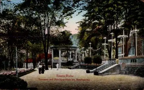 Ak Essen im Ruhrgebiet, Stadtgarten, Terrasse, Musikpavillon