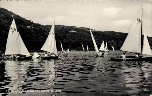 Ak Essen im Ruhrgebiet, Baldeneysee, Schwarze Lene, Segelboote