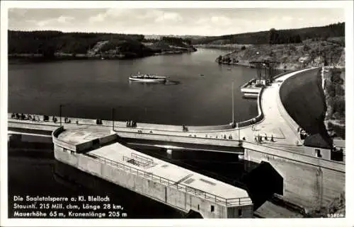 Ak Saalburg in Thüringen, Saaletalsperre, a. Kl. Bleiloch, aus der Vogelschau