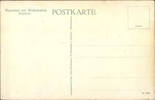 Ak Warmbad Wolkenstein im Erzgebirge Sachsen, Kurgarten