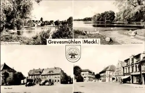 Ak Grevesmühlen in Mecklenburg, Wappen, Vielbeckersee, Markt