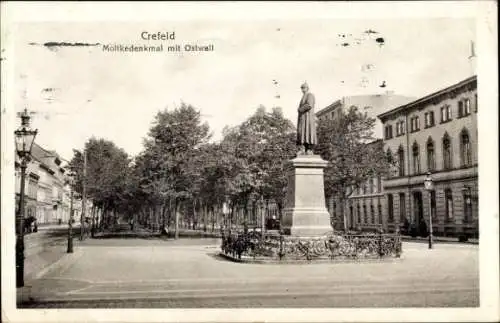 Ak Krefeld am Niederrhein, Moltkedenkmal, Ostwall