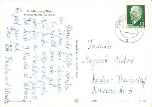 Ak Mühlhausen in Thüringen, Thomas-Müntzer-Denkmal