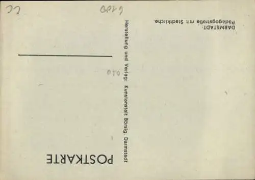 Ak Darmstadt in Hessen, Pädagogstraße, Stadtkirche