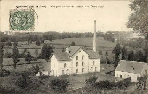 Ak Le Châtelet Cher, vue prise du Parc du Chateau, vers Vieille Foret