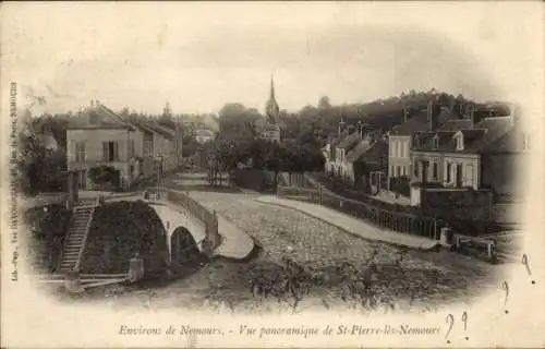 Ak Saint Pierre les Nemours Seine et Marne, Blick von der Brücke