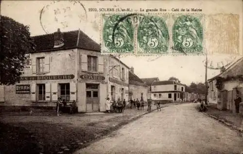 Ak Soler in Seine-et-Marne, Café de la Mairie, Grande Rue