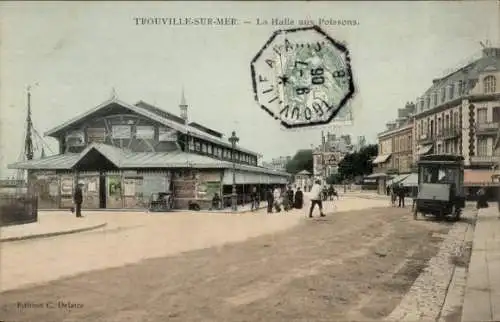 Ak Trouville sur Mer Calvados, Fischmarkt