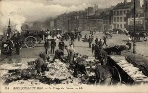 Ak Boulogne sur Mer Pas de Calais, Fischsortierung