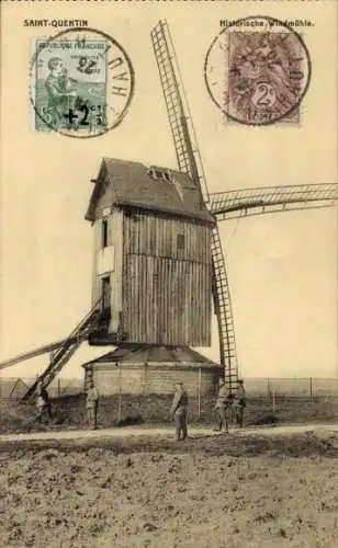 Ak Saint Quentin Aisne, historische Windmühle