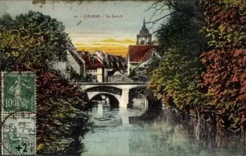 Ak Colmar Kolmar Alsace Haut Rhin, La Lauch, Pont