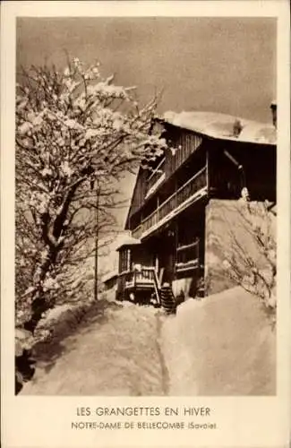 Ak Notre Dame de Bellecombe Savoie, Les Grangettes im Winter